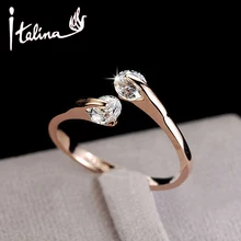 Italina CZ diamante anéis de casamento jóias para as mulheres aberto 18 K rose banhado a ouro anéis de cristal fêmea anel bijoux top quality