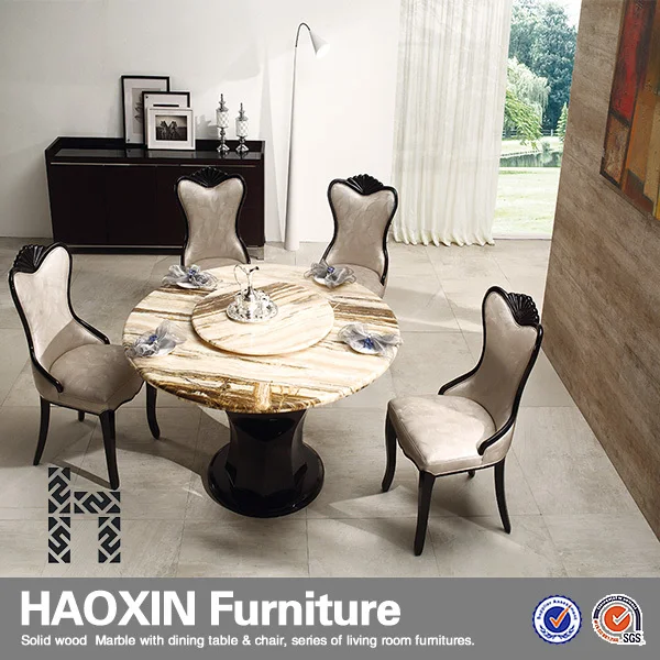 High Quality Marble Top Dining Set with 4 dining chairs for sale