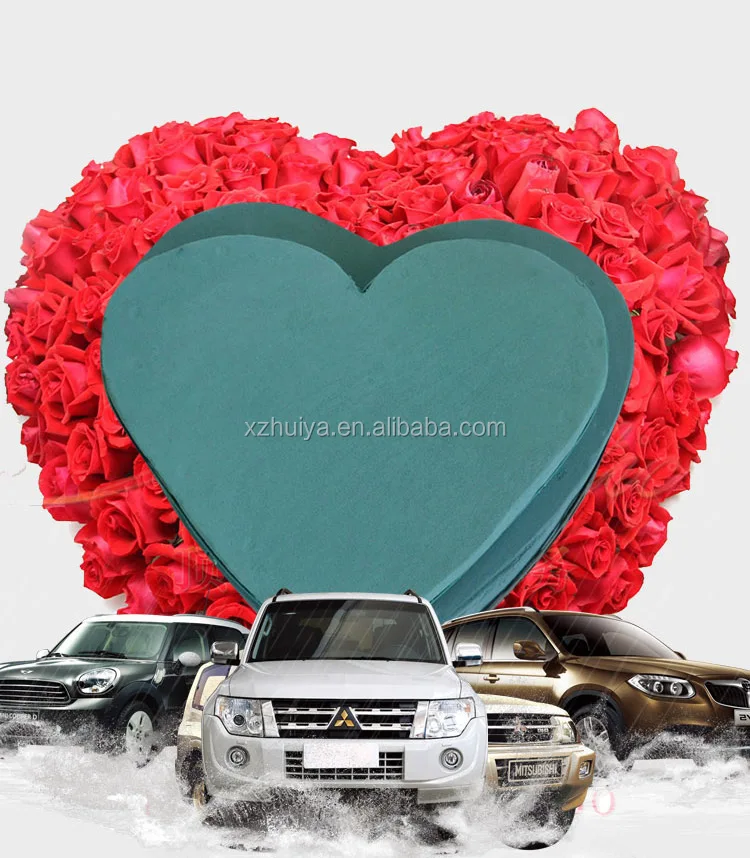 Artificial Rose Buds Foam Flower Heart Shaped Gift Box With Floral Foam