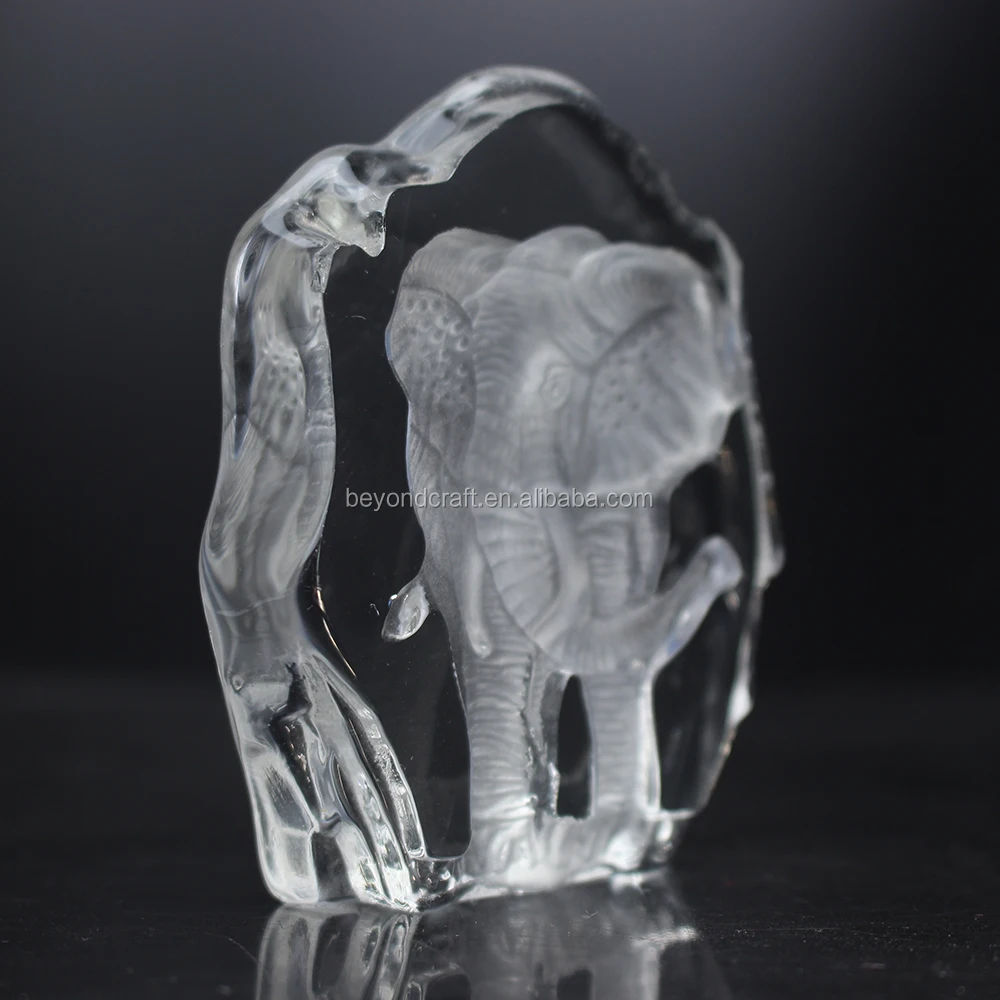 Small Crystal Engraving Elephant Sculpture Paperweight Indian Wedding Door Gifts
