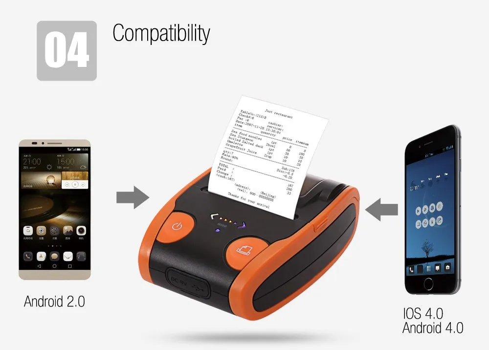Mini Commercial Use Convenient Android Bluetooth Thermal Label Printer, Portable 58mm Mobile Printer