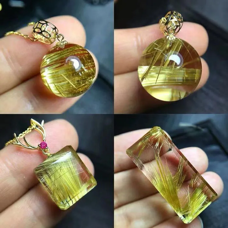 Wholesale Natural Polished Gold Rutilated Quartz Rock Crystal Carving Healing Pendants Prices