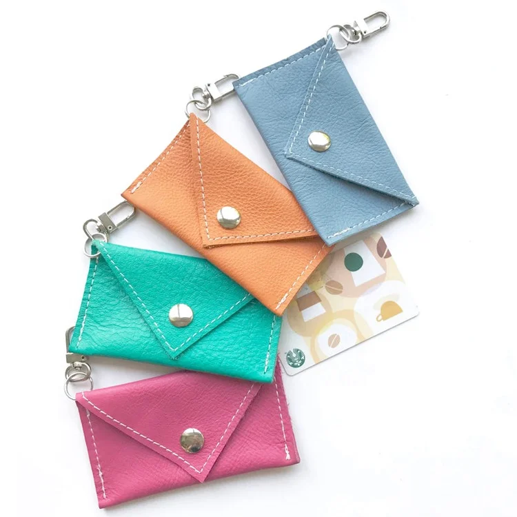 Gift Card Holder Mini Wallet Genuine Keychain with Credit Card Pouch