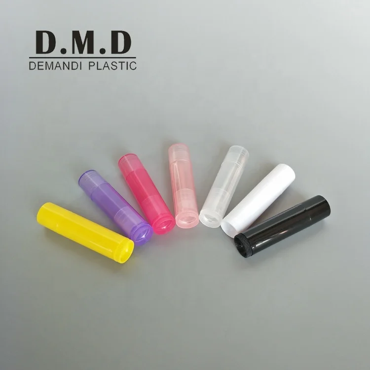 Empty clear food grade plastic PP colorful black white yellow transparent lip balm tube container