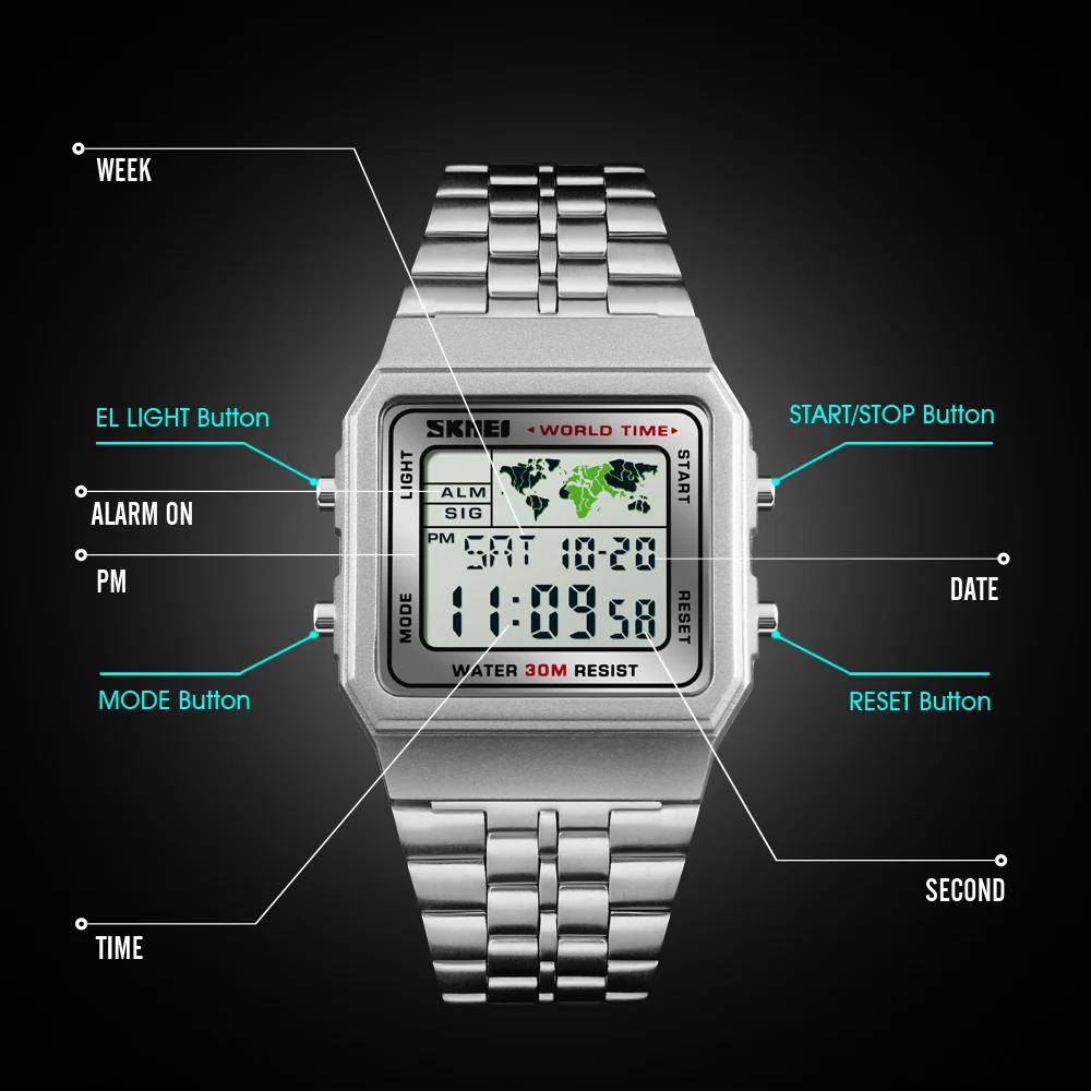 Latest sport design OEM gold japan movt digital watch water resistant custom watch logo digital wrist watch