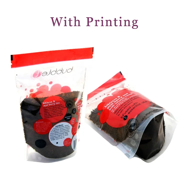 Doypack Plastic Standing up Pouches Resealable  Food Packaging Bags with Zipper Transparent PE Gravure Printing Accept