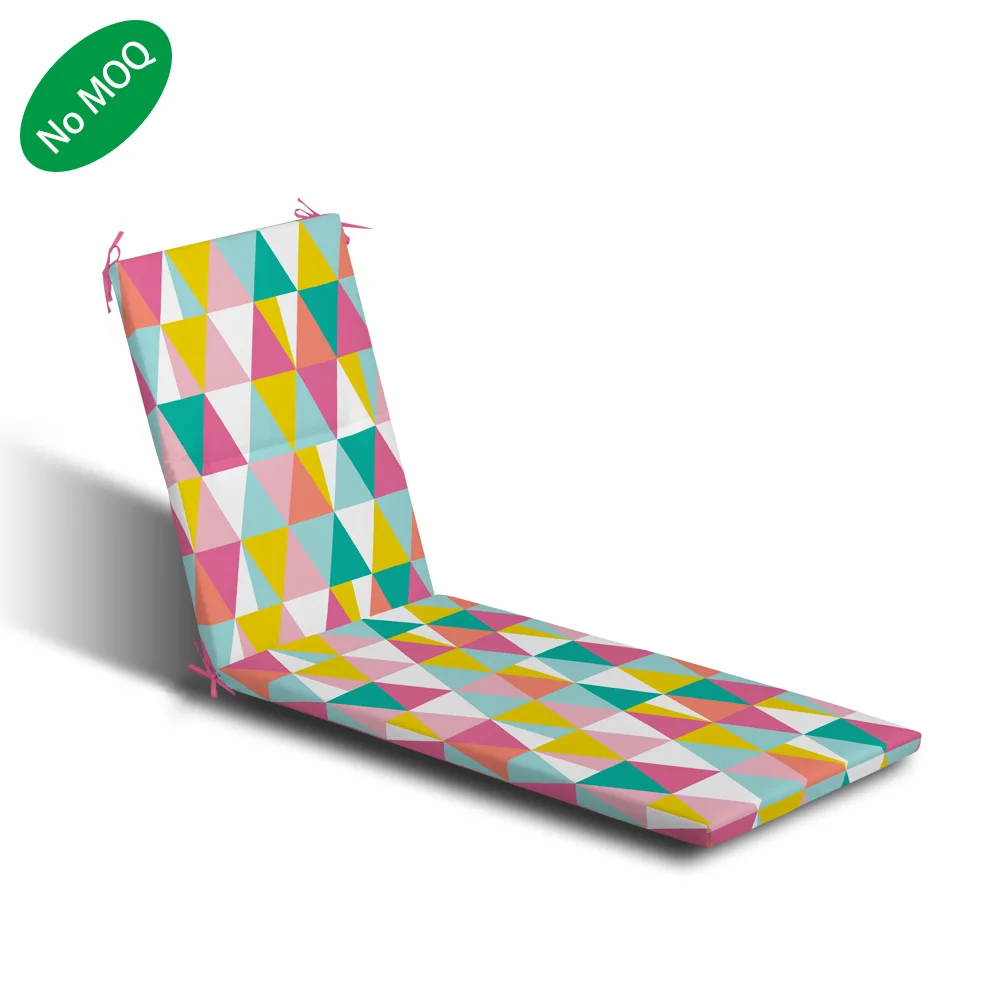 Outdoor All Weather Waterproof Triangles Print Chaise Lounge Cushion Sunbed cushion