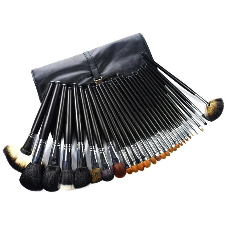 30 Pcs Premium Synthetic Foundation Blending Makeup Brush Set with Leather Travel case
