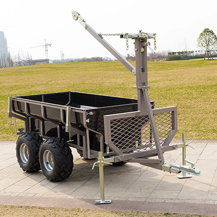 Black dump steel with electric brakes and loading ramps box trailer