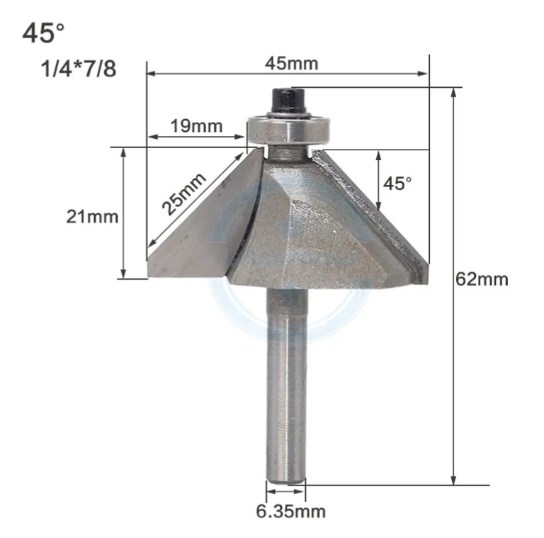 L-N040-5 1pc 1/4 and 1/2 inch Shank 45 Degree Chamfer &  Bevel Edging Router Bit woodworking cutter woodworking bits