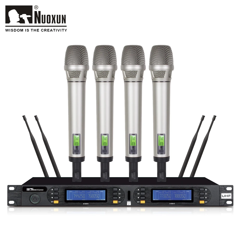 Professional Four Channel UHF Handheld Wireless Microphone