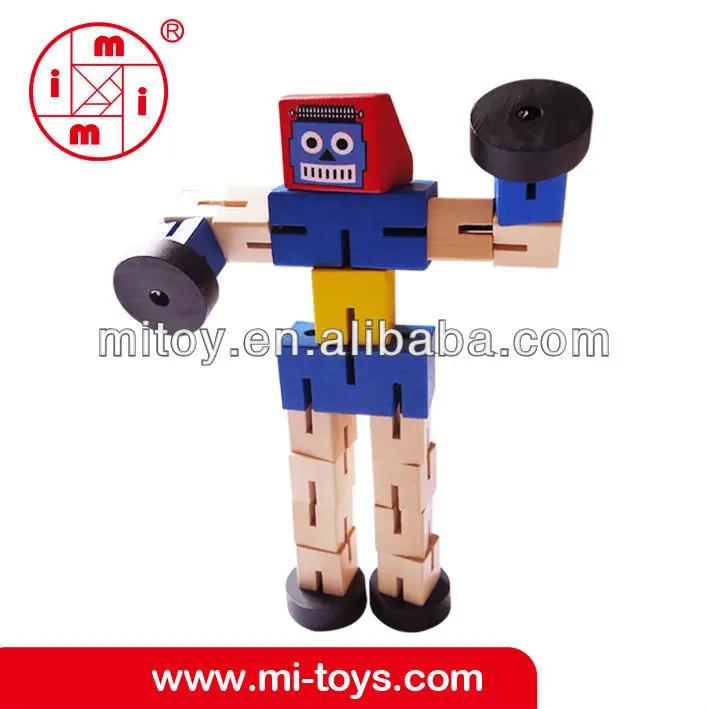 Деревянный кубический пазл скручивающийся робот изготовленный из деревянных кубиков и эластичный