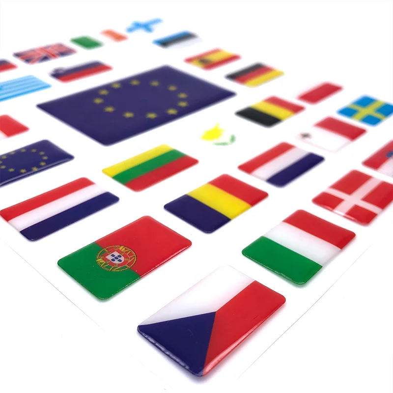 High quality custom resin epoxy OEM clear 3D 3M adhesive label flag sticker