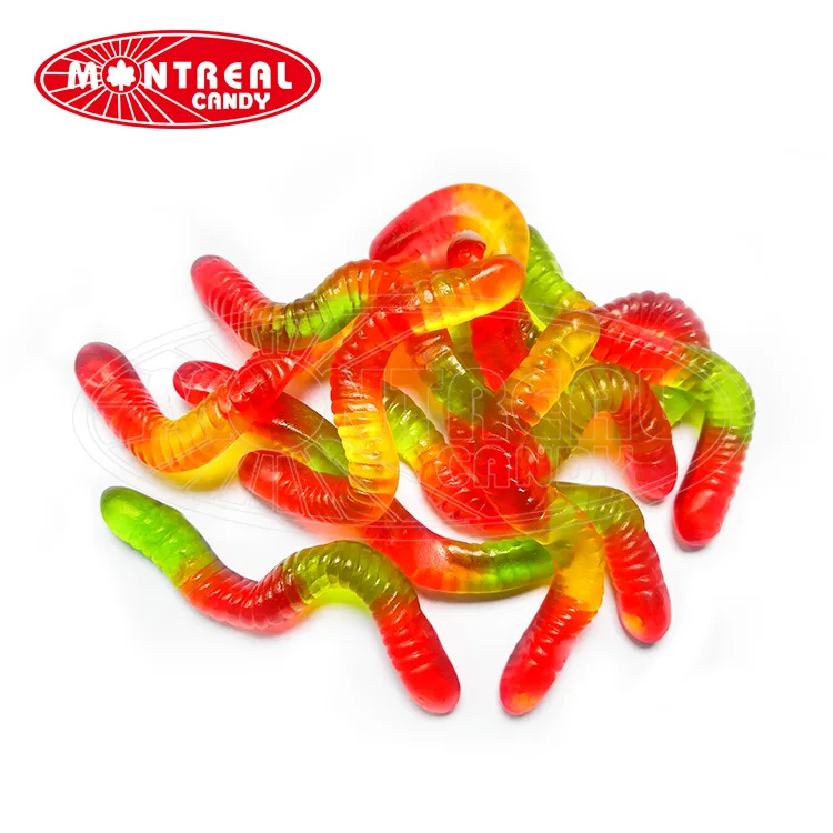 multi-color oil coated worms gummy candy