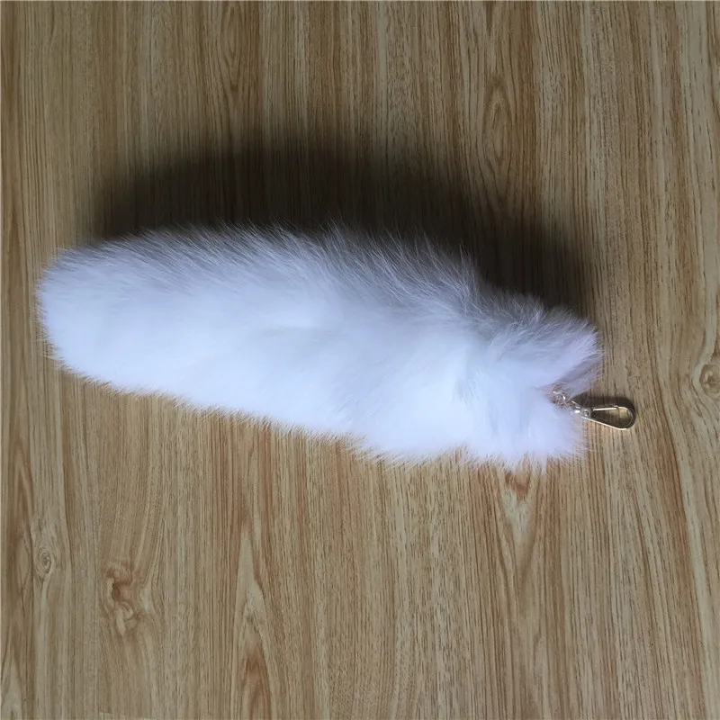 Real Fur Key Chain Fox Tail Fur Keychain White Fox Fur Tail