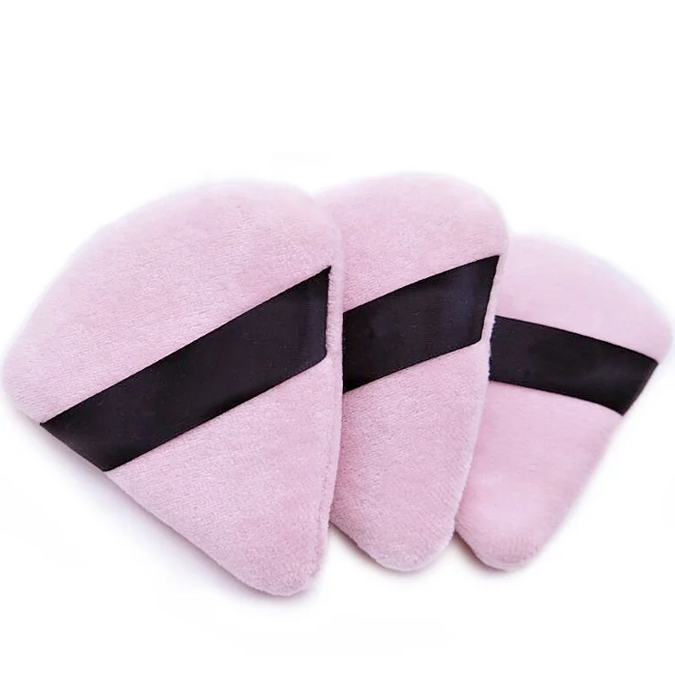 New Design Triangle shape Cosmetic Cotton Makeup foundation sponge powder puff with ribbon for loose powder