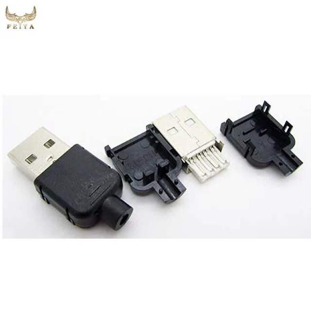 USB 2.0 Тип DIY штекер разъем с пластиковым корпусом