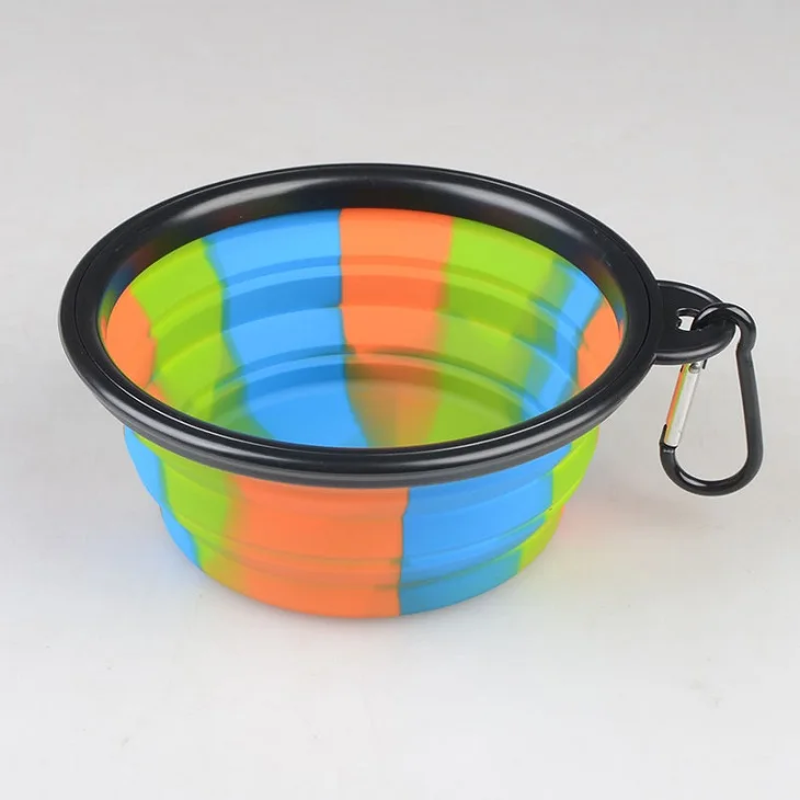 New arrival rainbow silicone pet bowl with buckle