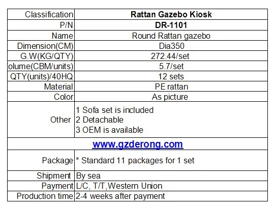 Outdoor PE Rattan gazebo with sofa set and LED light wicker house garden gazebo outdoor gazebo garden set