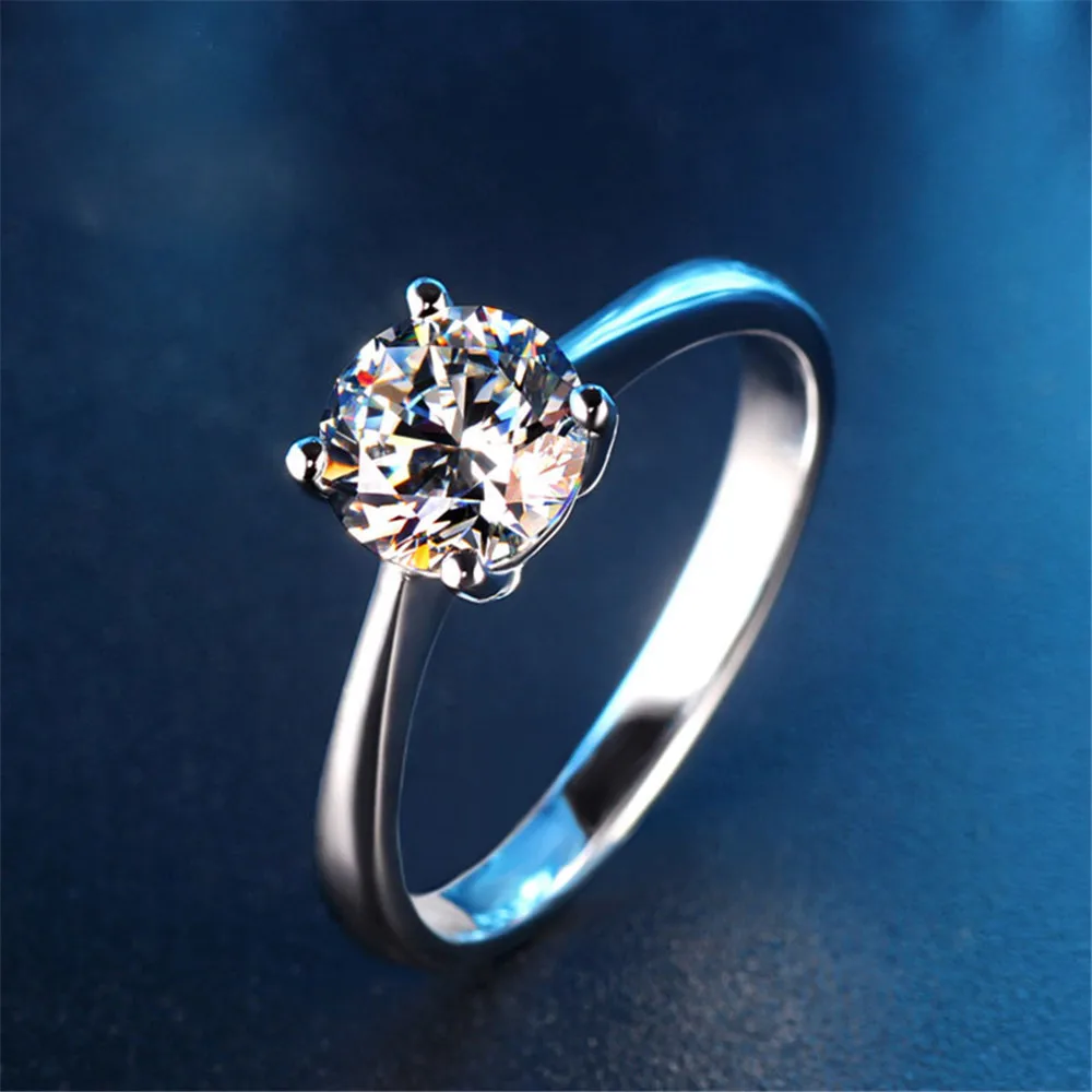 
Lightweight Rings 925 Sterling Silver/Brass Round CZ Wedding Bands Jewelry Gifts Size 6-9# 