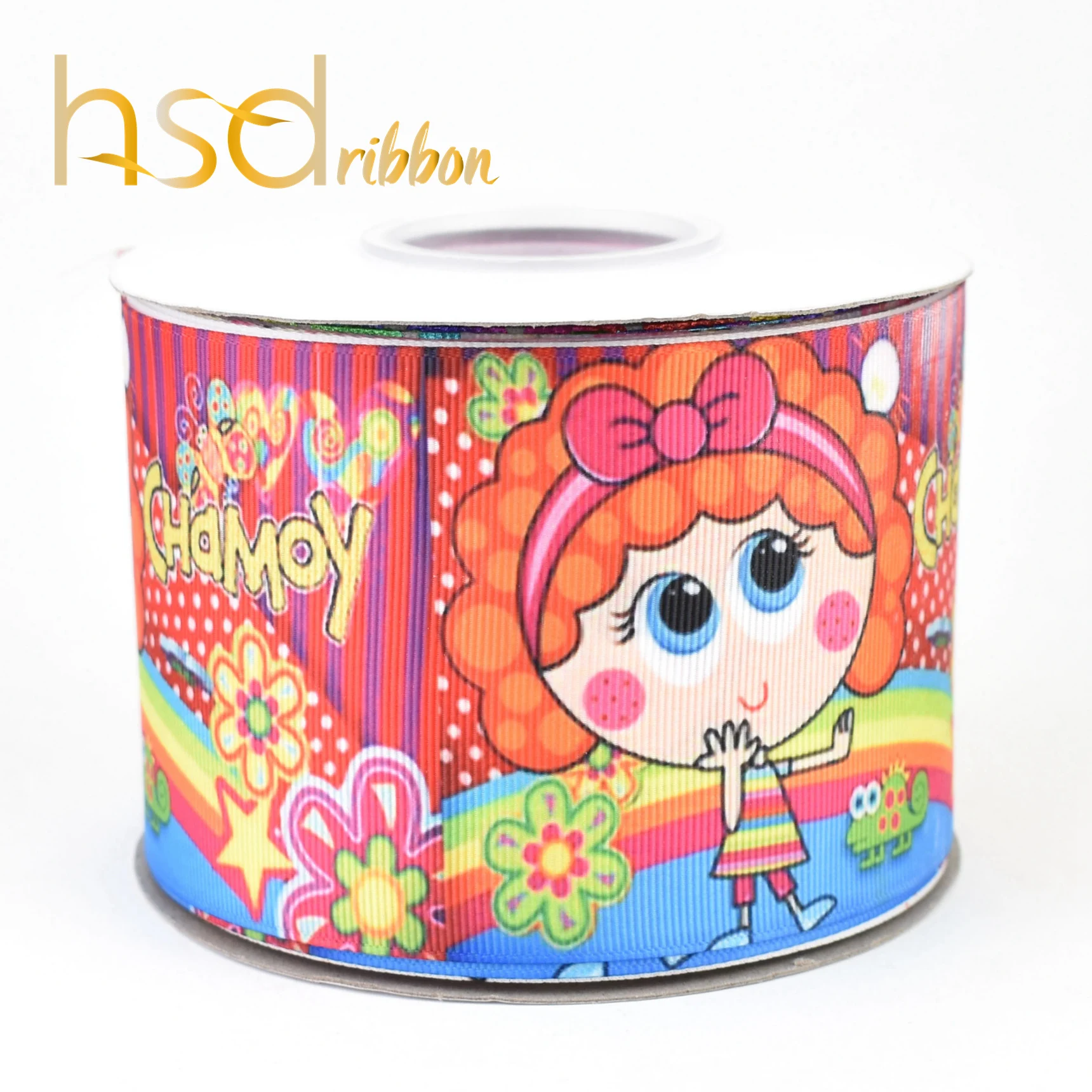 HSDRibbon Cartoon girl series pattern heat transfer printed on grosgrain ribbon