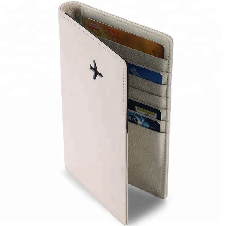 
Custom genuine leather rfid travel passport cover 