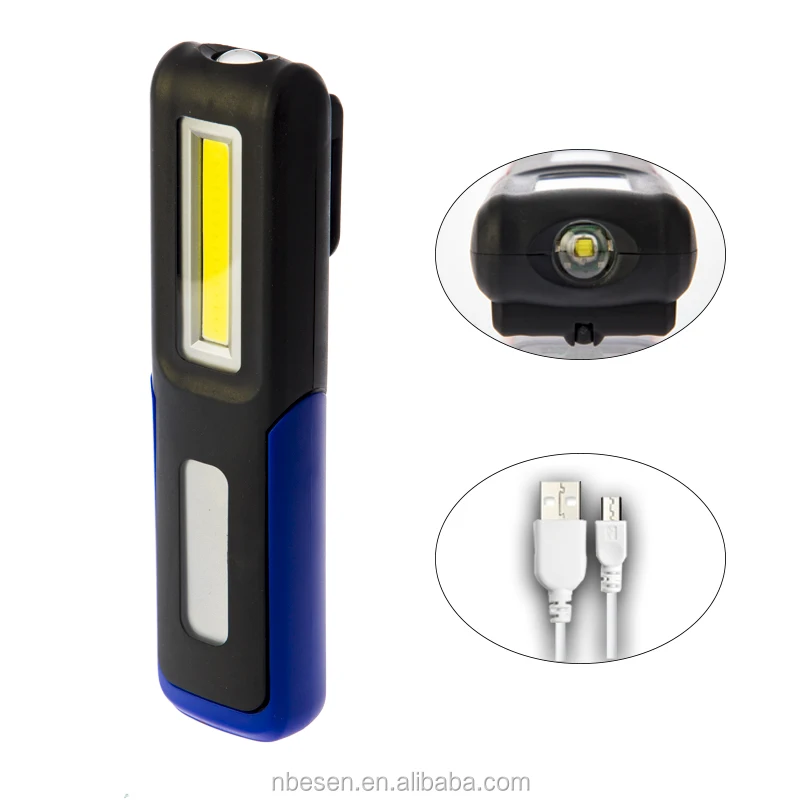 High Quality Mini Rechargeable Magnetic Hanging Hook Usb COB LED Work Light worklight
