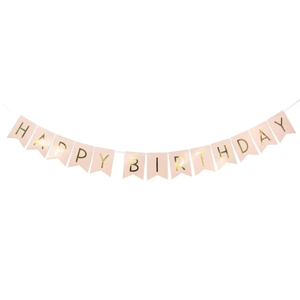 New Baby Show Party Decor String Flag Cheap Paper Happy Birthday Gold Letter Banner Paper Bunting Happy Birthday Paper
