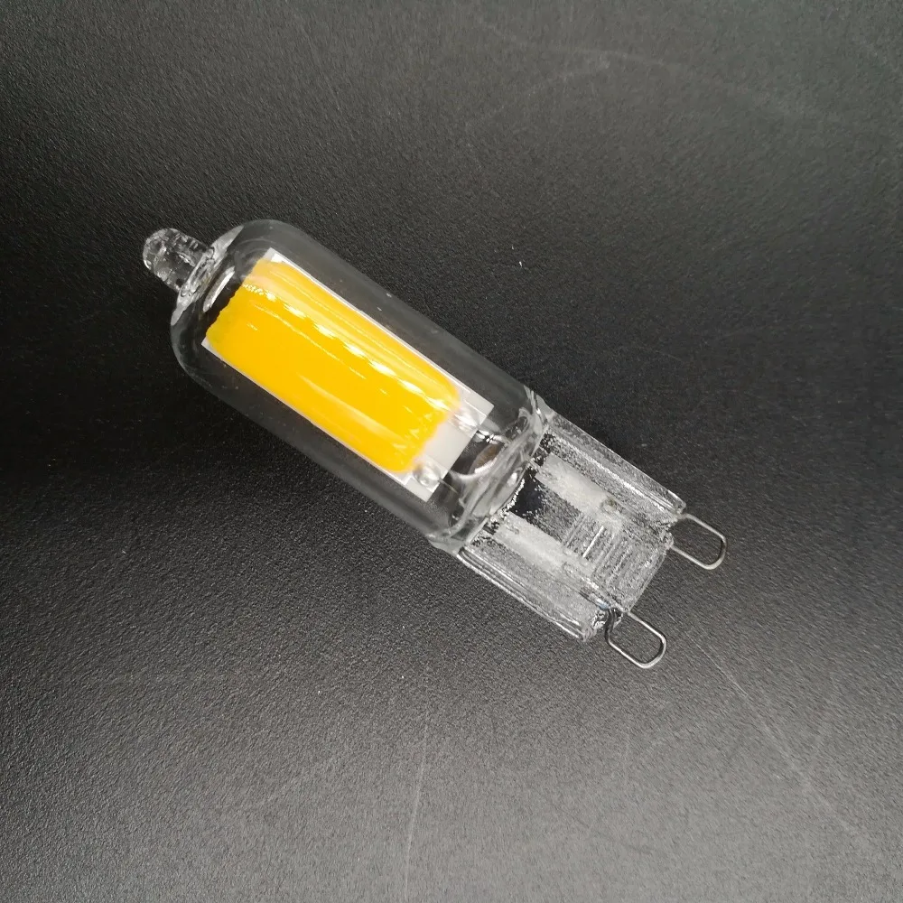 NEW ERP New Transparent COB Chip Glass Design CE ROHS 220V G9 LED Light Bulb G4COB-002