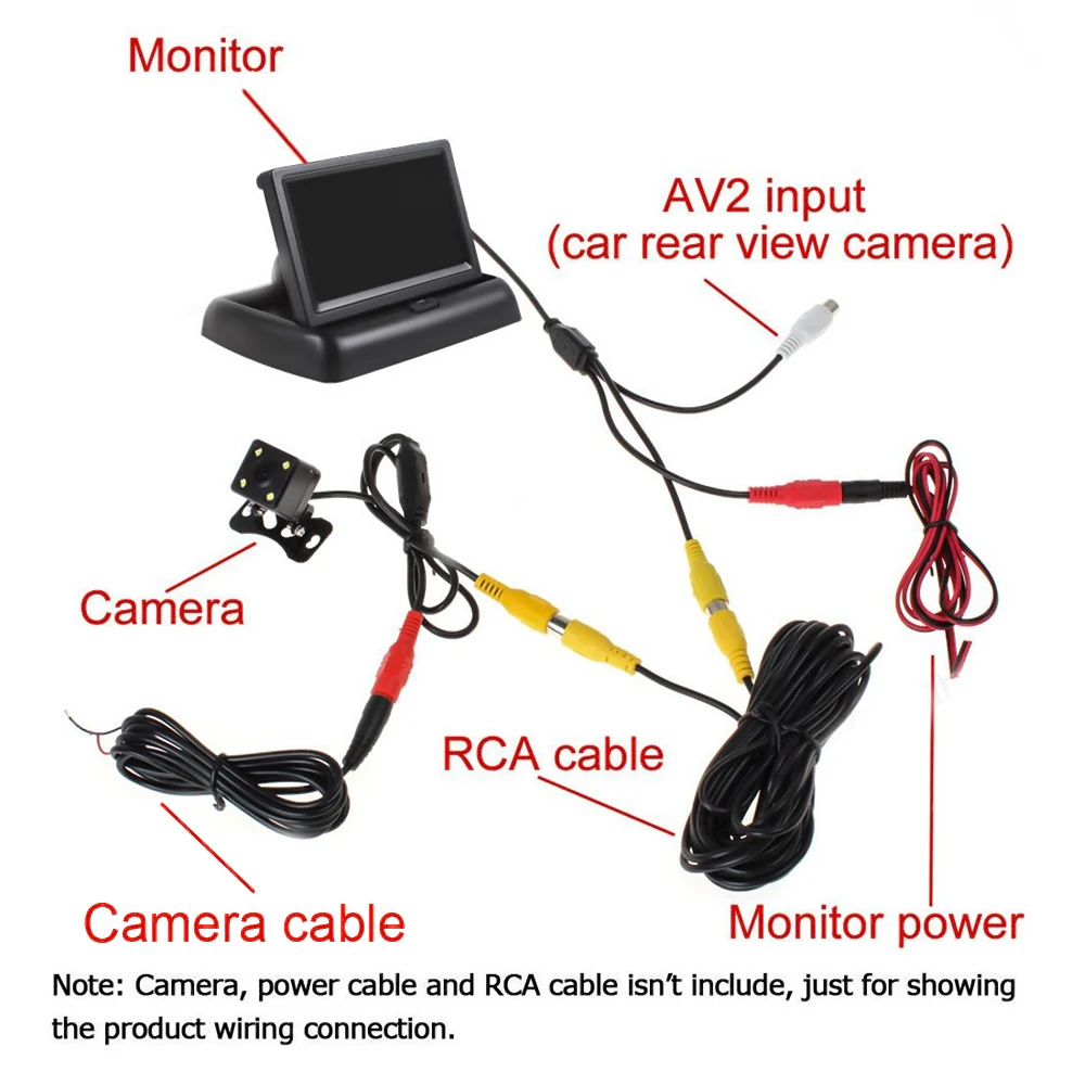 Factory Wholesale 4.3 inch Car Monitor with Two Channel Video Input TFT LCD Monitor