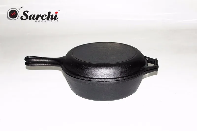 Seasoned Cast Iron 3 Quart Dutch Oven Set with Skillet Lid