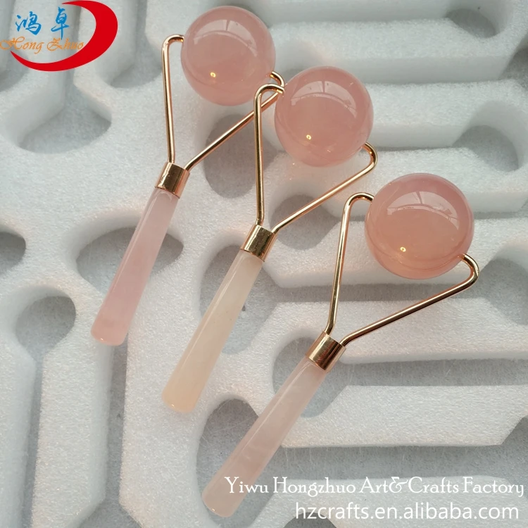 
Facial relaxation massage rose gold metal quartz single roller ball anti wrinkle massager face slimming 