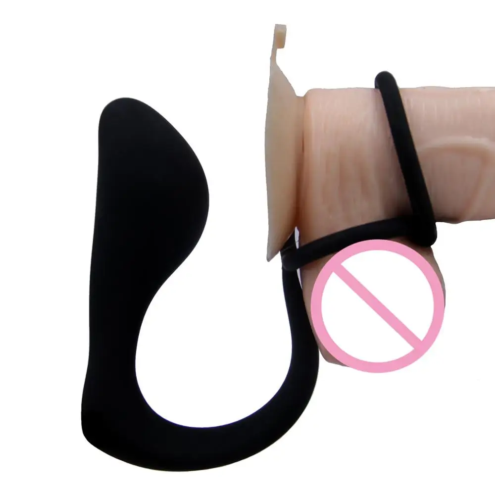 Prostate Massager Delay Ejaculation Silicone Anal Plug Cock Ring Sex Toy For Men