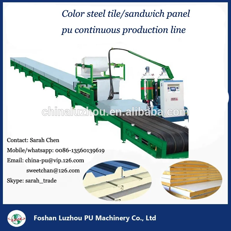 PLC controlled polyurethane sandwich panel pu insulation panel forming flow production machine