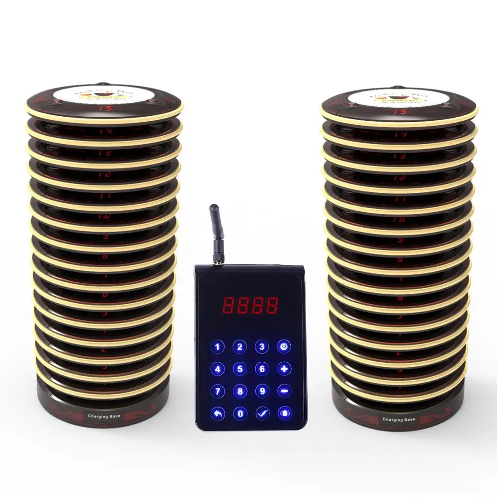 BYHUBYENG Alphanumeric Paging System 1 Pcs Keypad And 30 Pcs Pager FM Technology Factory Outlet 3000m Long Range Pager System