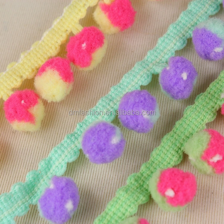 Wholesale Italy design pom pom fringe/pom pom lace/indian pom pom trim