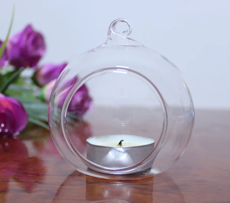 Wholesale round shape glass hanging votive candle holders for wedding decorations