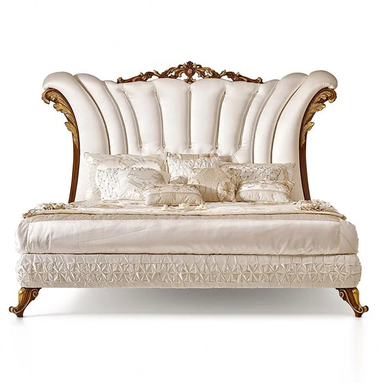 Bedroom furniture indonesia fabric doubled bed with upholstered headboard luxury bedroom furniture for royal king hotel villa