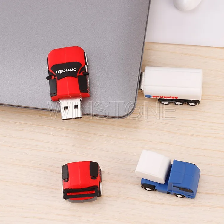 Custom High Speed 3D Soft PVC Cute Truck Car 128GB 32GB USB Flash Disk Driver for corporate Gifts