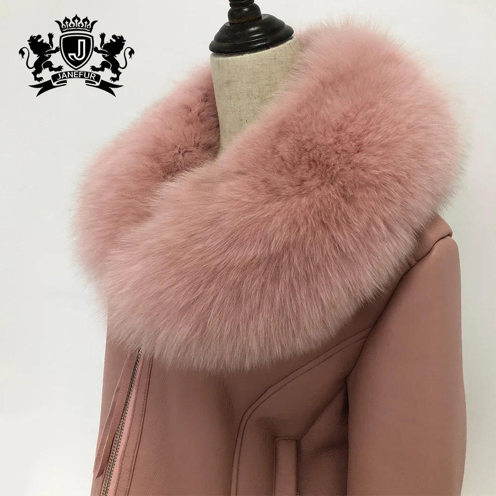 Girls short fur coat double faced real fox fur collars coat sheepskin leather jacket