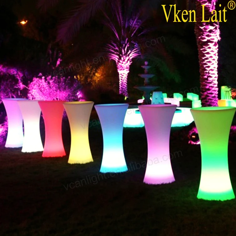 Multi color changing bar table lighting hard plastic led light standing table outdoor plastic light up bar table