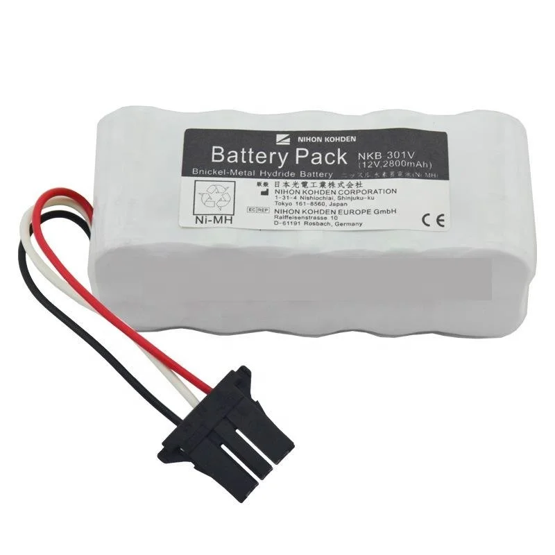 12V 2800mAh Ni-MH Battery Pack Defibrillator Battery Replacement for Nihon Kohden NKB-301V Medical Batteries