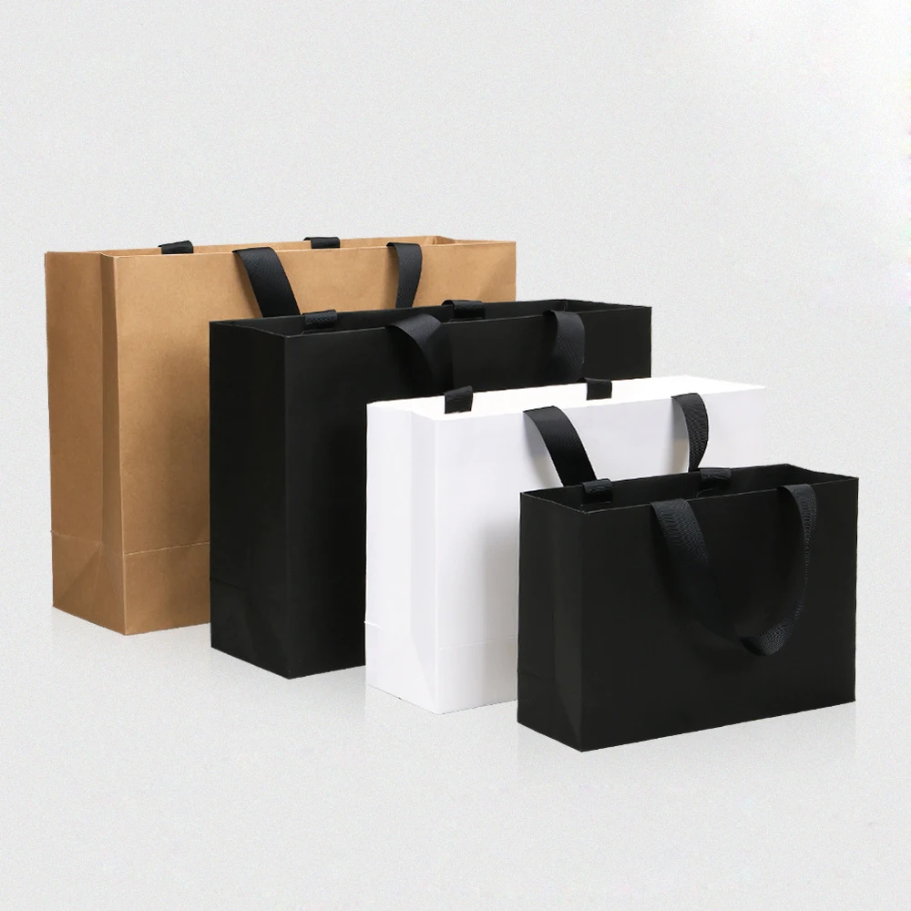 Supplier Custom Blank Recycled Kraft Handle Paper Bags For Apparel Packaging