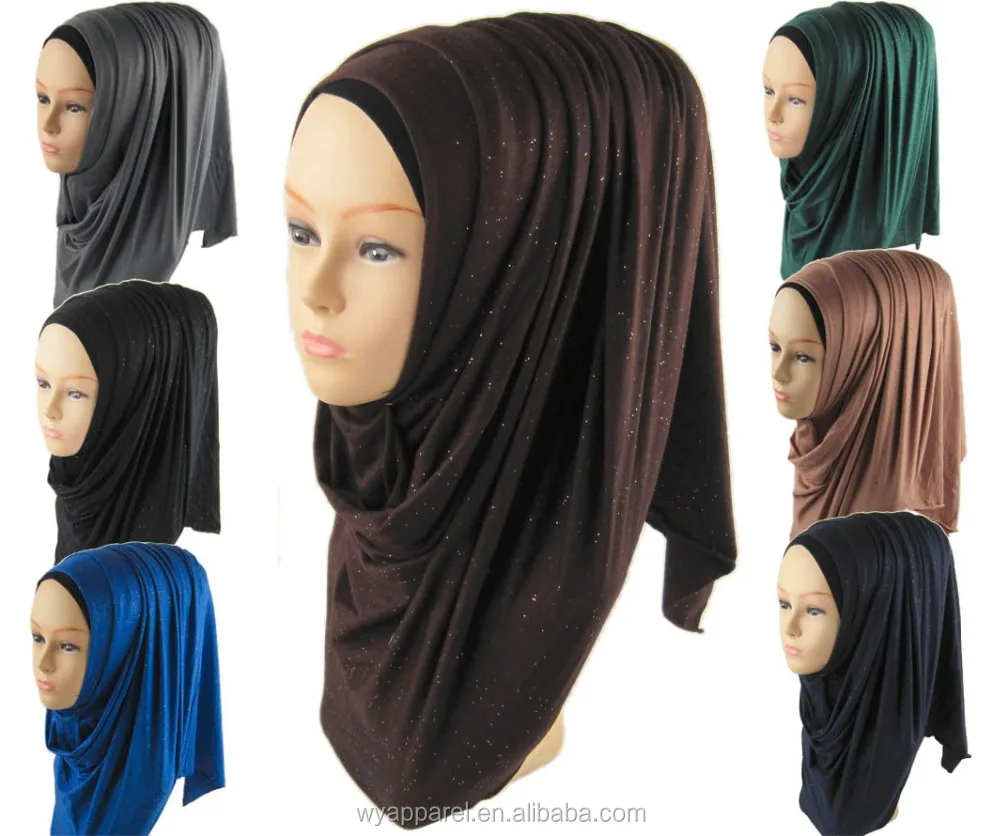 Factory wholesale collection hijab style glitter cotton jersey hijab