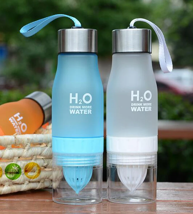 Colorful 650ml BPA Free Lemon Drinking Infuser Water Bottles Fruit Infuser