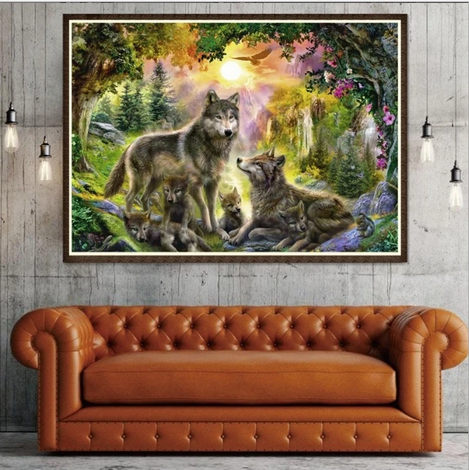 
DIY Diamond Paintings Quick Selling Wolves Wih Amazon Sells Russian Foreign Trade Explosions Interior decoration hanging paint 