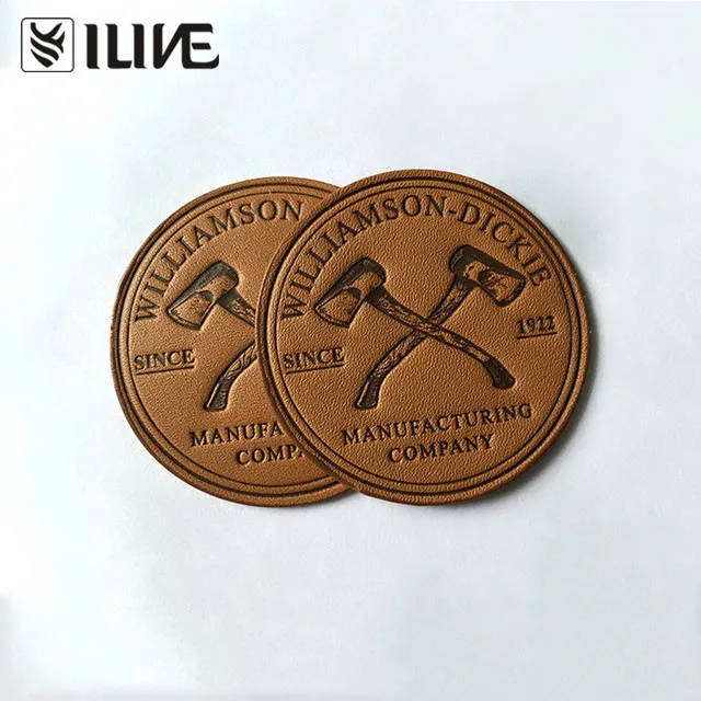 Custom hot stamping brand logo decorate original leather patch for garment
