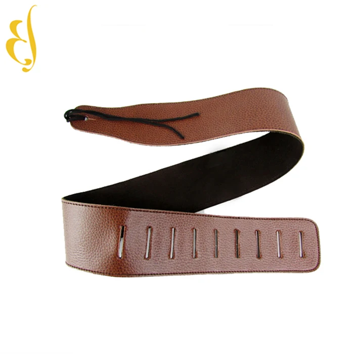 Soldier Top Grain Leather Cowhide Padded Guitar Strap for Electric Bass Guitar Adjustable Belt