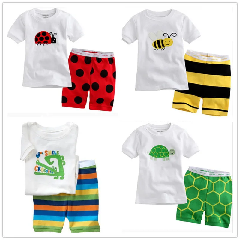 2016 new lovely cotton boys short sleeve sets kids pajamas pijama infantil for boys children s