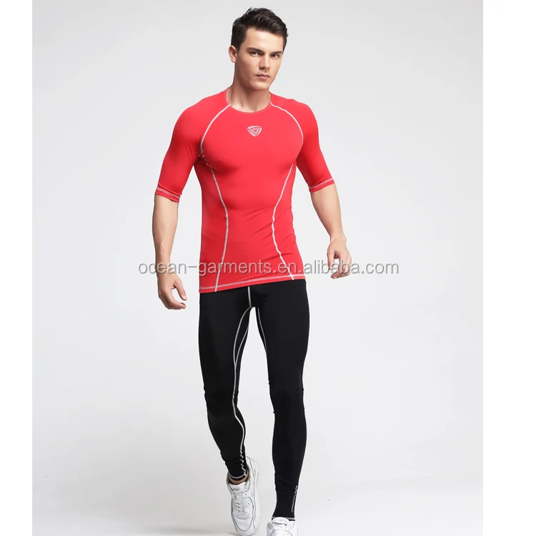 Mens Rash Guard Active Wear Running Workout Compression Base Layer Sport Wear Set